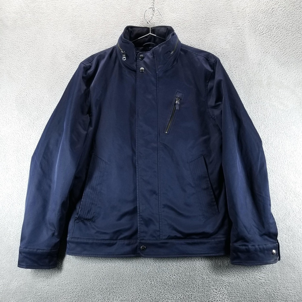 Banana Republic Jacket Mens M Blue Motorcycle Full Zip Lined Insulated